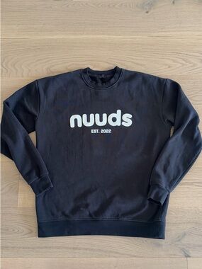 nuuds Black Crewneck Sweatshirt with White Logo